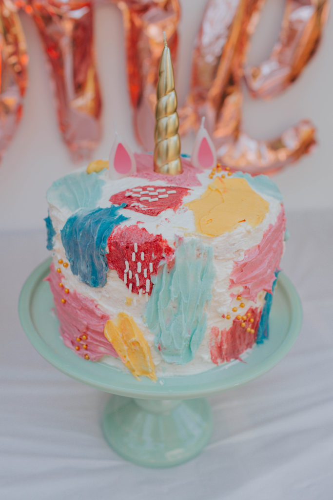 Whimsical Abstract Brushstroke Birthday Cake